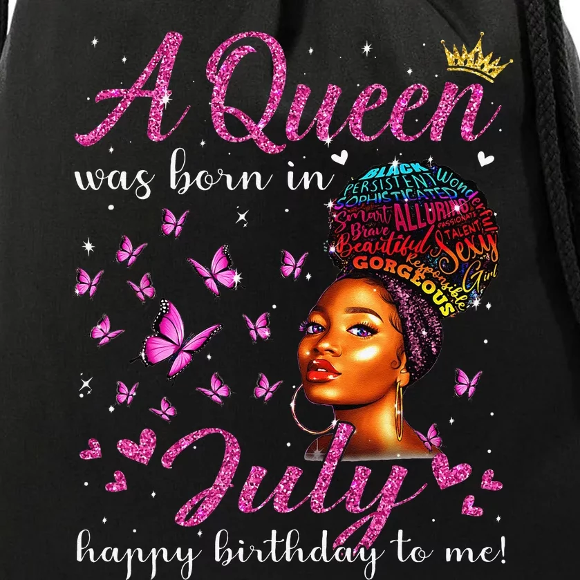 A Queen Was Born In July African American Birthday Drawstring Bag