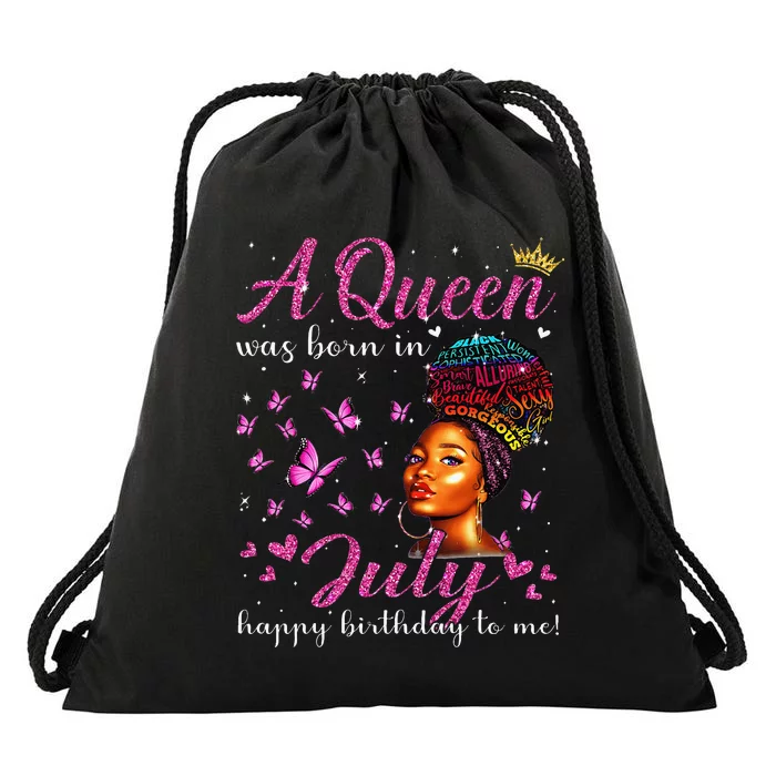 A Queen Was Born In July African American Birthday Drawstring Bag