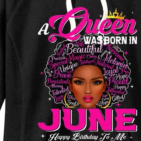 A Queen Was Born In June Black African Queen Birthday Women's Fleece Hoodie