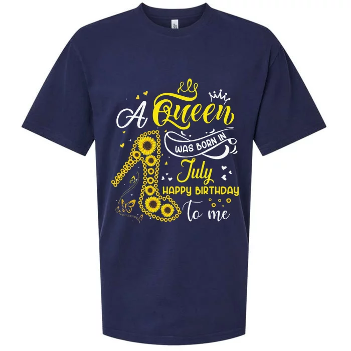 A Queen Was Born In July Cute Sunflowers Happy Birthday Sueded Cloud Jersey T-Shirt