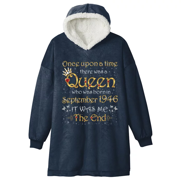 A Queen Was Born In September 1946 Cool Gift Hooded Wearable Blanket