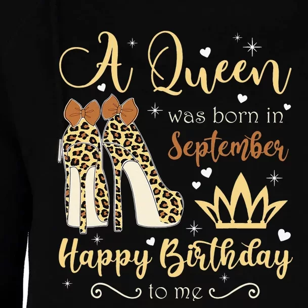 A Queen Was Born In September Birthday For Wo Leopard Womens Funnel Neck Pullover Hood