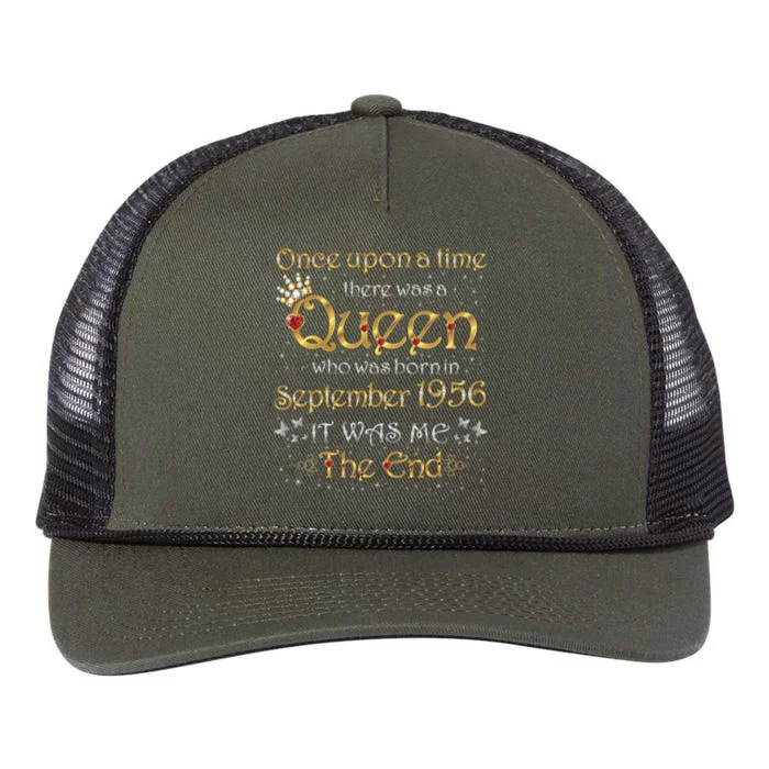 A Queen Was Born In September 1956 Gift Retro Rope Trucker Hat Cap