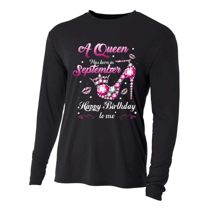 A Queen Was Born In September Happy Birthday To Me Diamond Cooling Performance Long Sleeve Crew