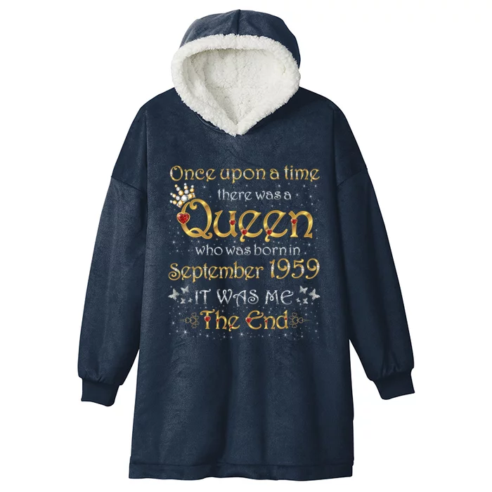 A Queen Was Born In September 1959 Gift Hooded Wearable Blanket