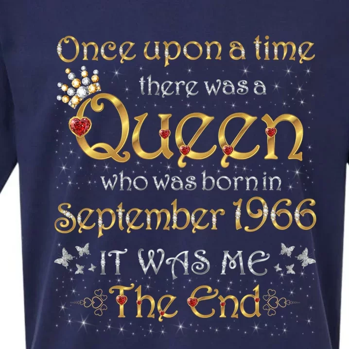 A Queen Was Born In September 1966 Funny Gift Sueded Cloud Jersey T-Shirt