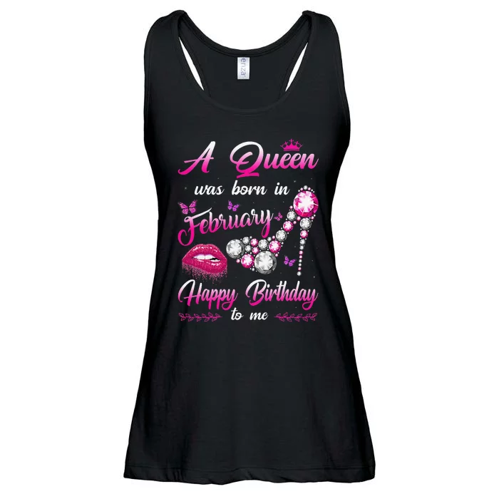 A Queen Was Born In February Happy Birthday To me Ladies Essential Flowy Tank