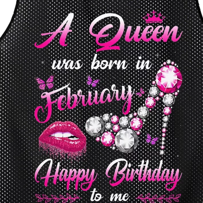 A Queen Was Born In February Happy Birthday To me Mesh Reversible Basketball Jersey Tank