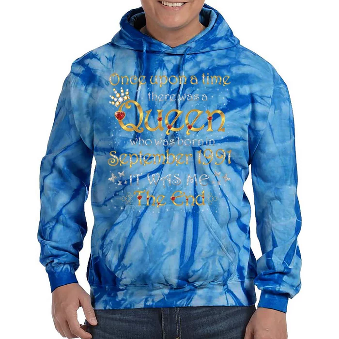 A Queen Was Born In September 1991 Gift Tie Dye Hoodie