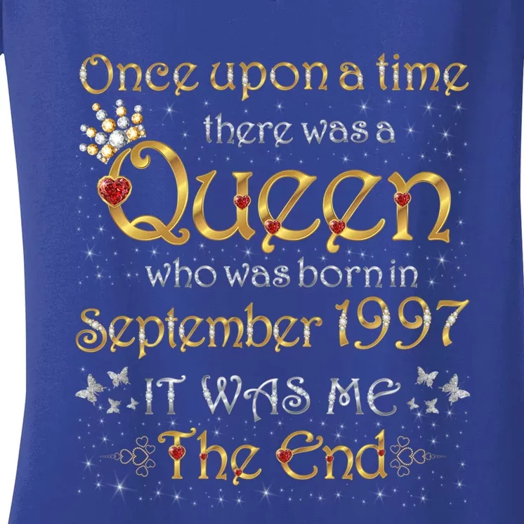 A Queen Was Born In September 1997 Funny Gift Women's V-Neck T-Shirt