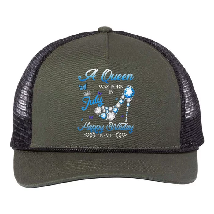 A Queen Was Born In July Happy Birthday To Me Retro Rope Trucker Hat Cap