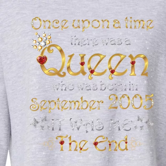 A Queen Was Born In September 2005 Funny Gift Cropped Pullover Crew