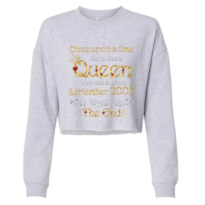 A Queen Was Born In September 2005 Funny Gift Cropped Pullover Crew