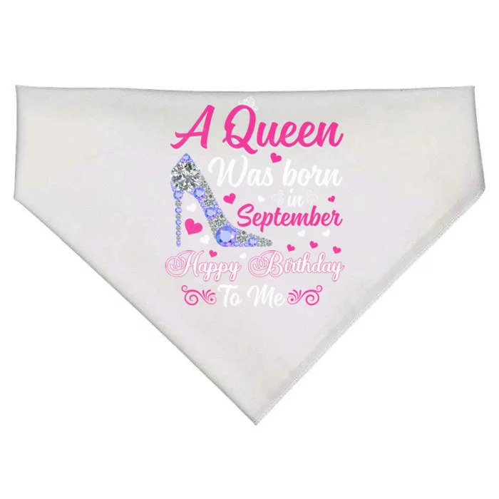 A Queen Was Born In September Design Birthday Gift USA-Made Doggie Bandana