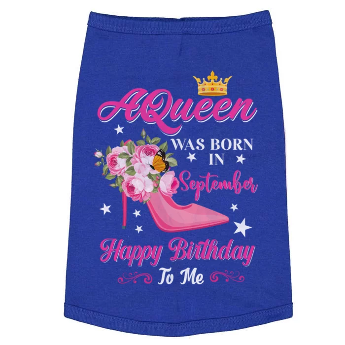 A Queen Was Born In September Flower Design Birthday Meaningful Gift Doggie Tank