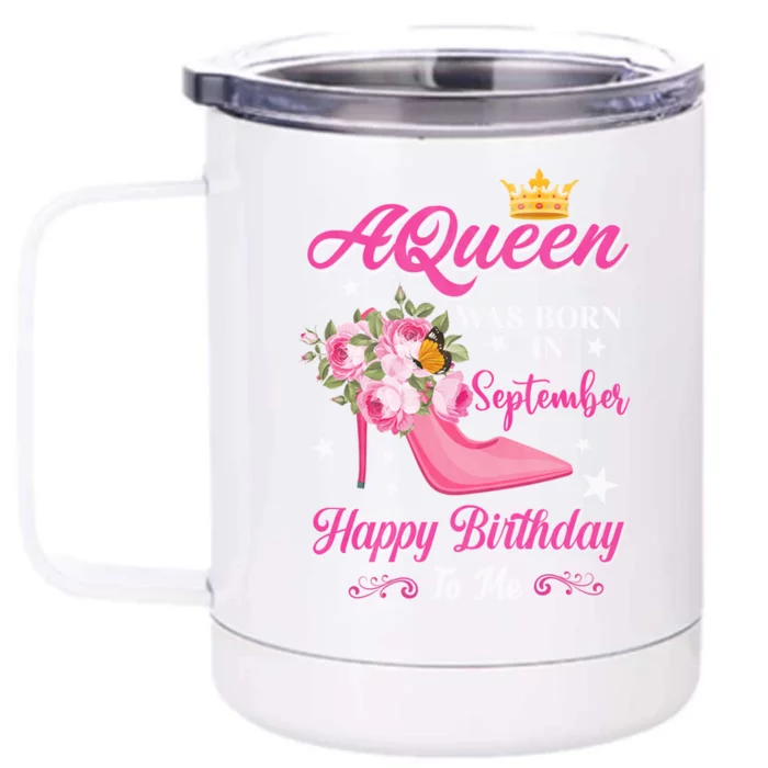 A Queen Was Born In September Flower Design Birthday Meaningful Gift Front & Back 12oz Stainless Steel Tumbler Cup