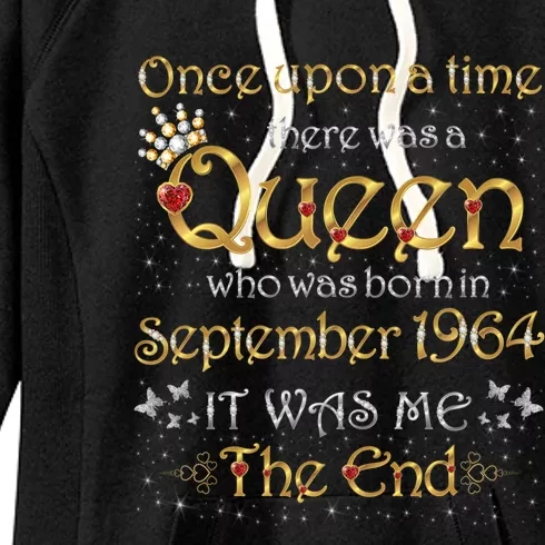 A Queen Was Born In September 1964 Funny Gift Women's Fleece Hoodie