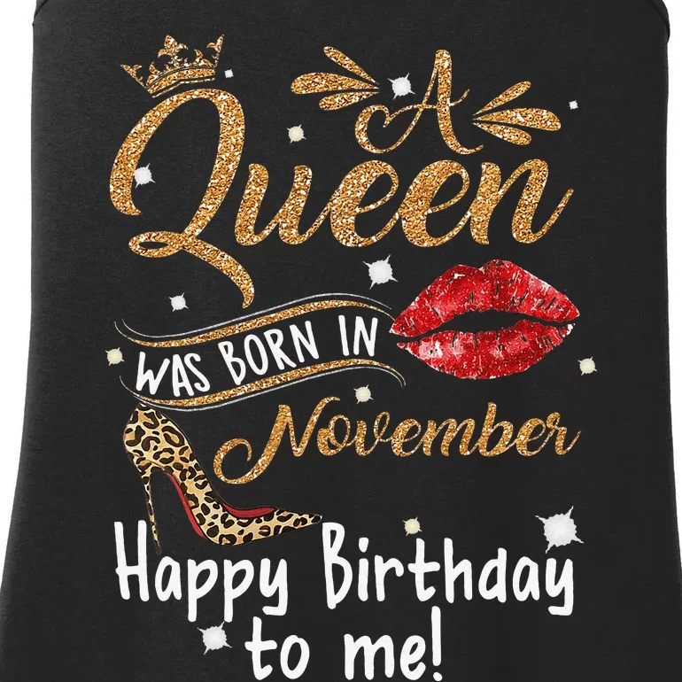 A Queen Was Born In November Happy Birthday To Me Leopard Ladies Essential Tank