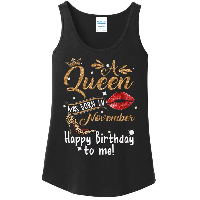 A Queen Was Born In November Happy Birthday To Me Leopard Ladies Essential Tank