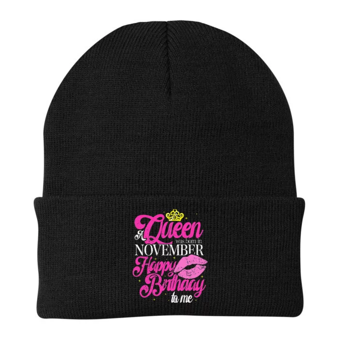 A Queen Was Born In November Happy Birthday To Me Knit Cap Winter Beanie