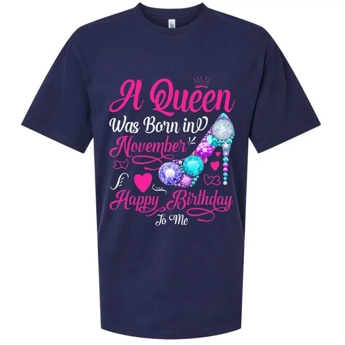 A Queen Was Born In November Happy Birthday To Me Sueded Cloud Jersey T-Shirt