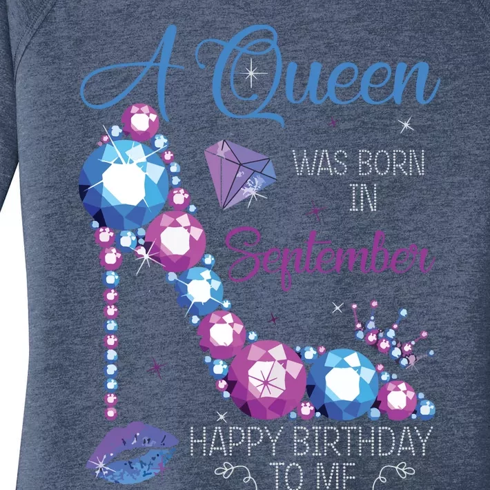 A Queen Was Born In September Happy Birthday To Me High Heel Women's Perfect Tri Tunic Long Sleeve Shirt