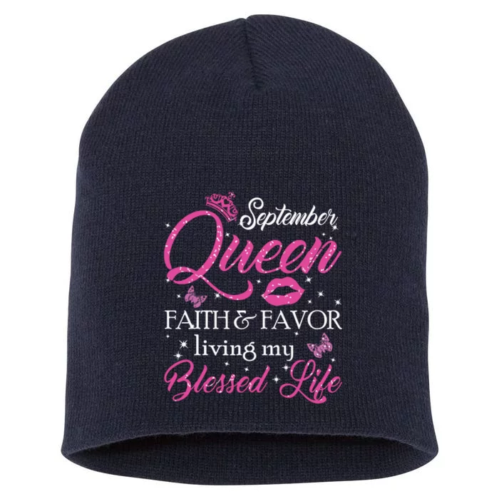 A Queen Was Born In September Shirts September Queen Girl Short Acrylic Beanie