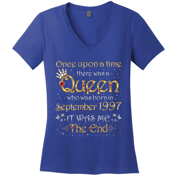 A Queen Was Born In September 1997 Cool Gift Women's V-Neck T-Shirt