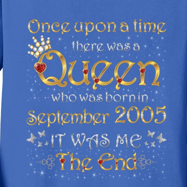 A Queen Was Born In September 2005 Gift Kids Long Sleeve Shirt