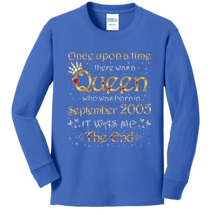 A Queen Was Born In September 2005 Gift Kids Long Sleeve Shirt