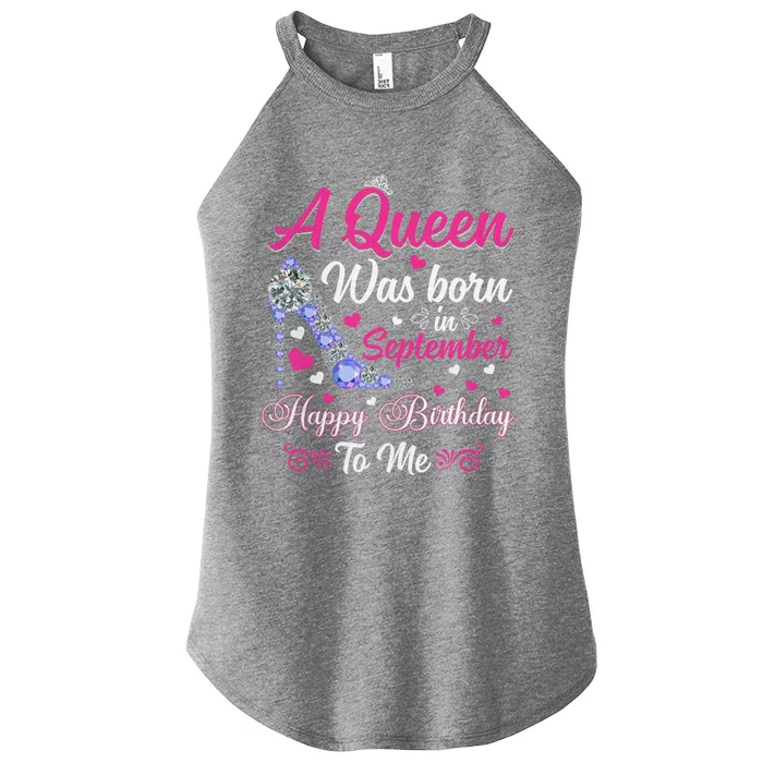 A Queen Was Born In September Design Birthday Cool Gift Women’s Perfect Tri Rocker Tank