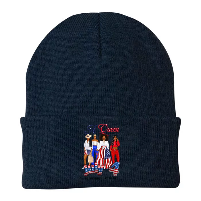 A Queen Was Born On July 4 American Proud 4th Of July Cool Gift Knit Cap Winter Beanie