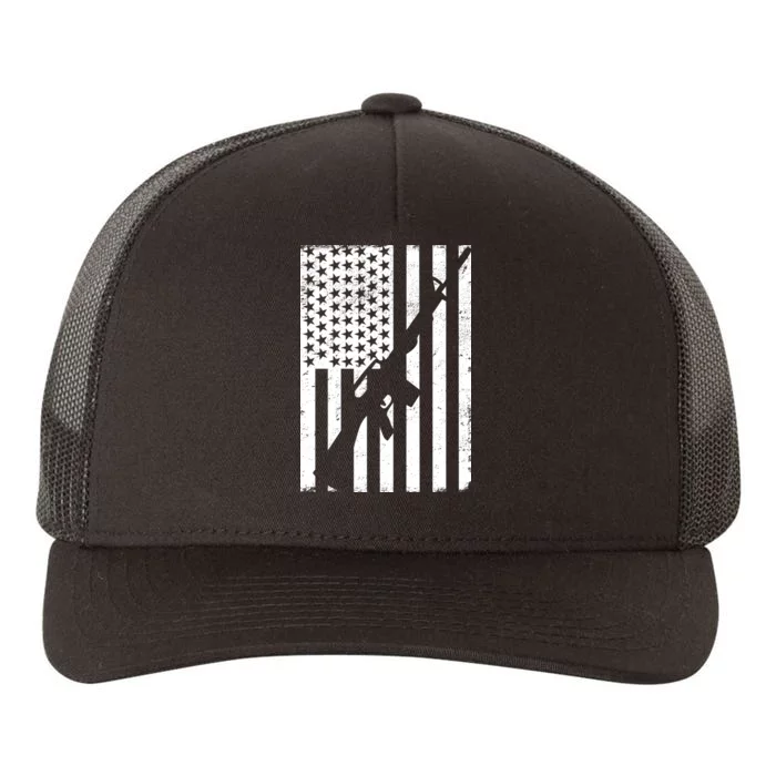 AR-15 Gun Vintage American Flag Yupoong Adult 5-Panel Trucker Hat