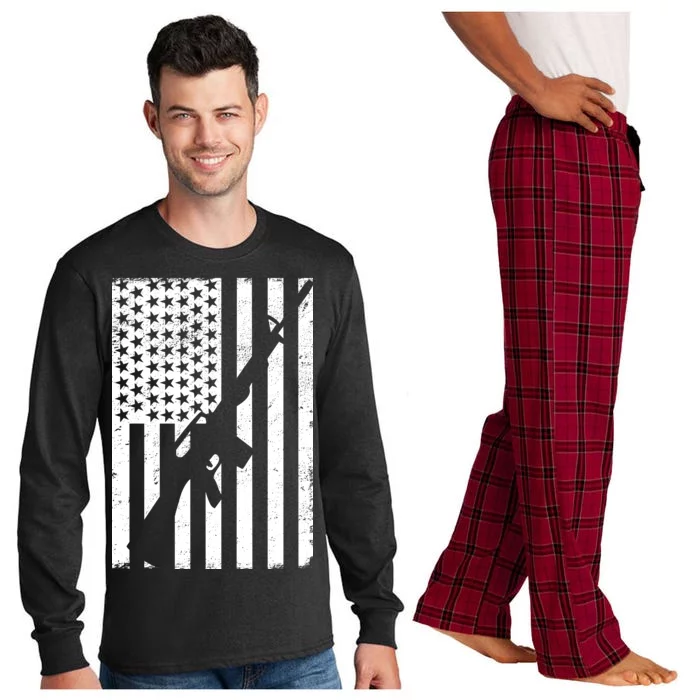 AR-15 Gun Vintage American Flag Long Sleeve Pajama Set