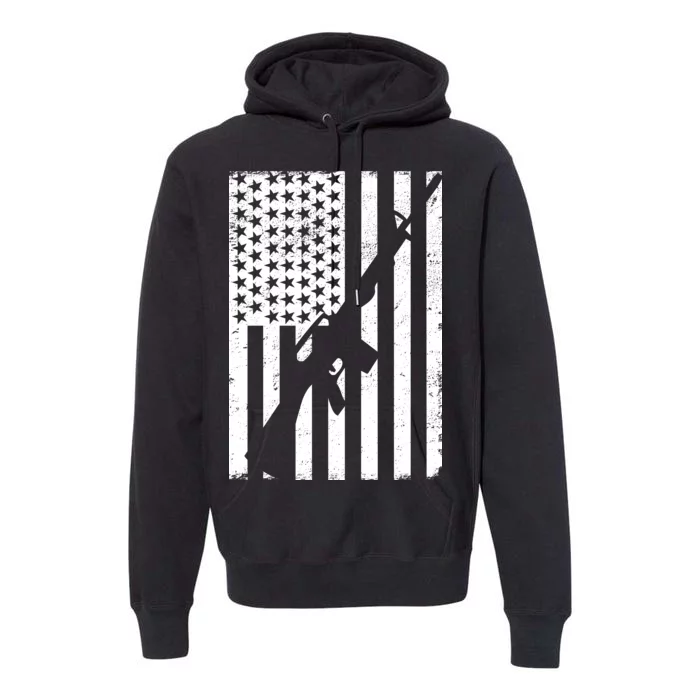 AR-15 Gun Vintage American Flag Premium Hoodie