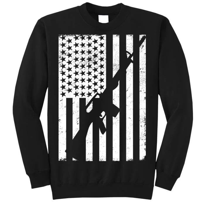 AR-15 Gun Vintage American Flag Tall Sweatshirt