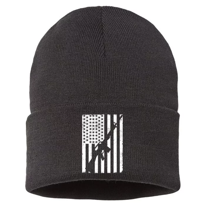 AR-15 Gun Vintage American Flag Sustainable Knit Beanie