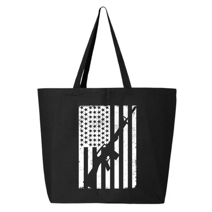 AR-15 Gun Vintage American Flag 25L Jumbo Tote