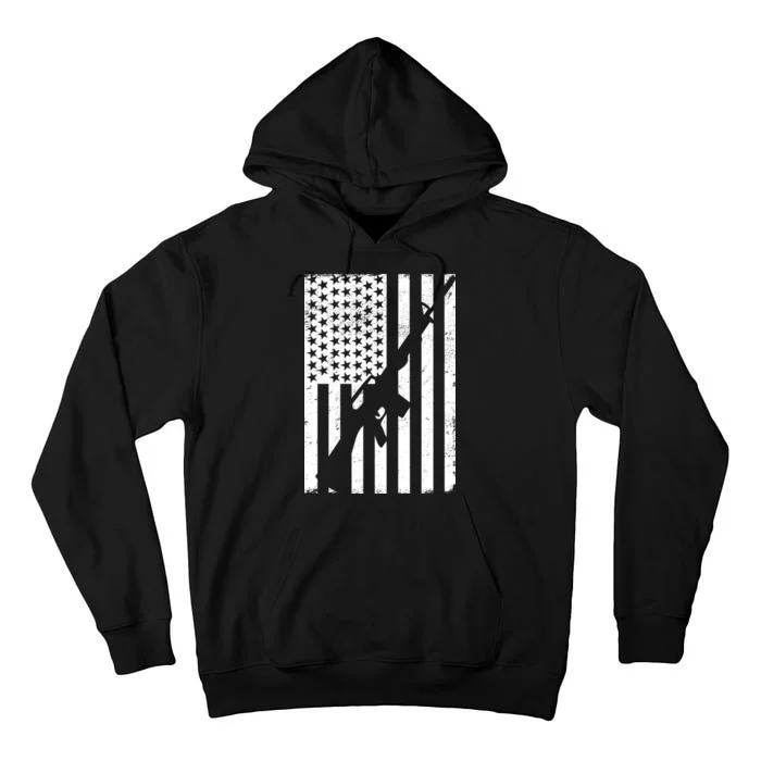 AR-15 Gun Vintage American Flag Tall Hoodie