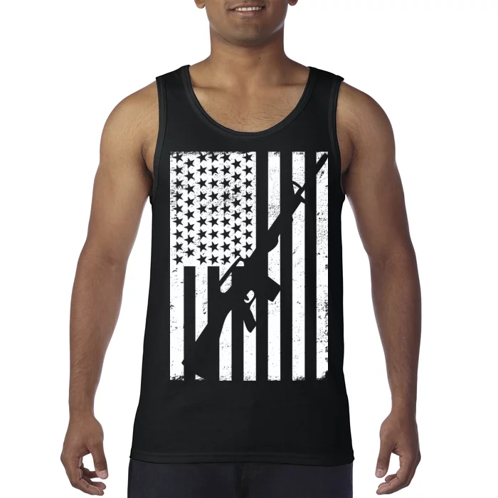 AR-15 Gun Vintage American Flag Tank Top