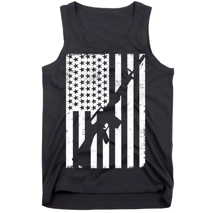 AR-15 Gun Vintage American Flag Tank Top