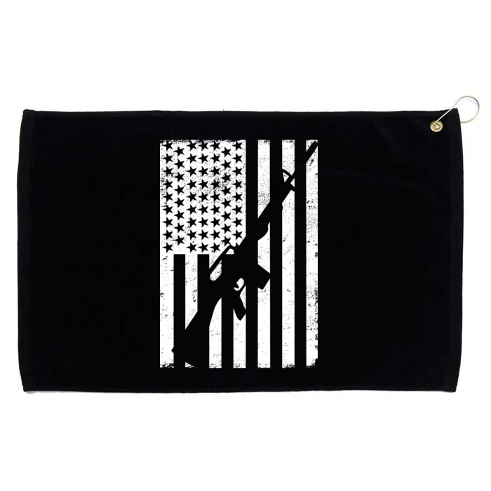 AR-15 Gun Vintage American Flag Grommeted Golf Towel