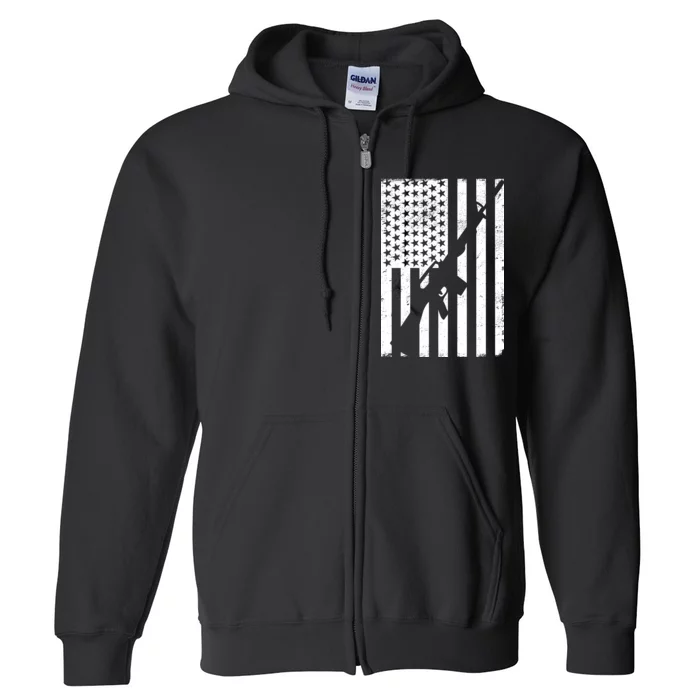 AR-15 Gun Vintage American Flag Full Zip Hoodie