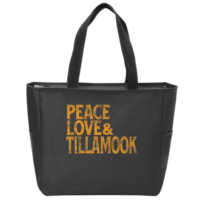 Awesome Retro 1960s Peace Love Tillamook Oregon Zip Tote Bag