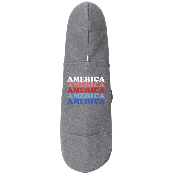 America Retro 4th Of July Doggie 3-End Fleece Hoodie