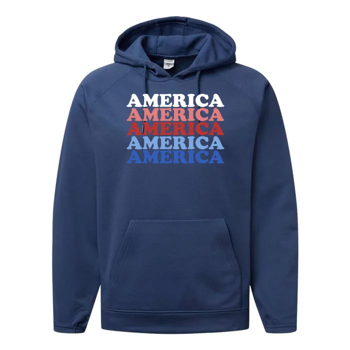 America Retro 4th Of July Performance Fleece Hoodie