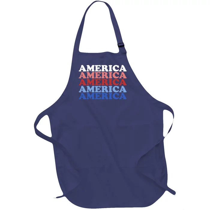 America Retro 4th Of July Full-Length Apron With Pocket