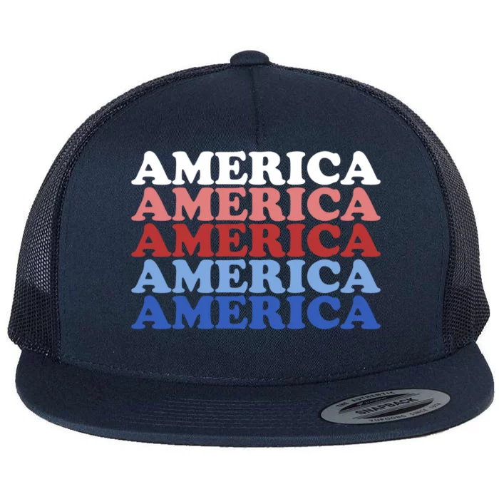 America Retro 4th Of July Flat Bill Trucker Hat