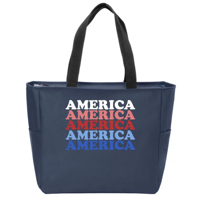 America Retro 4th Of July Zip Tote Bag