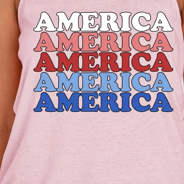 America Retro 4th Of July Women's Knotted Racerback Tank